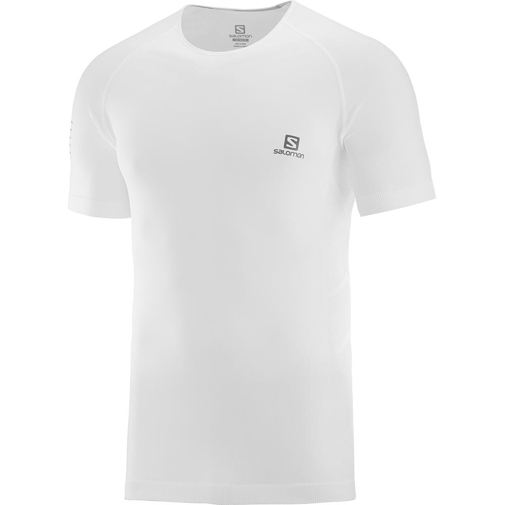 Salomon Singapore Mens T-shirts - SENSE PRO M White | 81756-QXSM